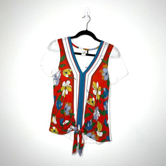NWT Akemi & Kin Floral Tie Detail Top XS - Picture 1 of 5